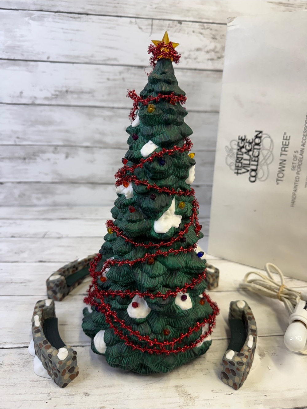 department 56 Town Tree Christmas Village accessory with box light complete